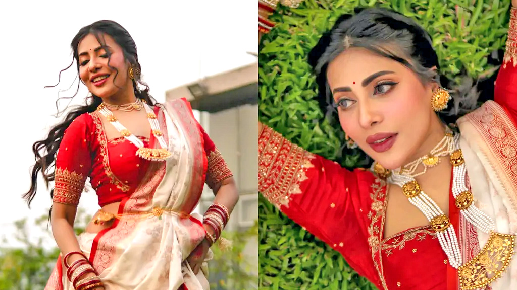 শারদীয় সাজে নজর কাড়লেন সেমন্তী সৌমি