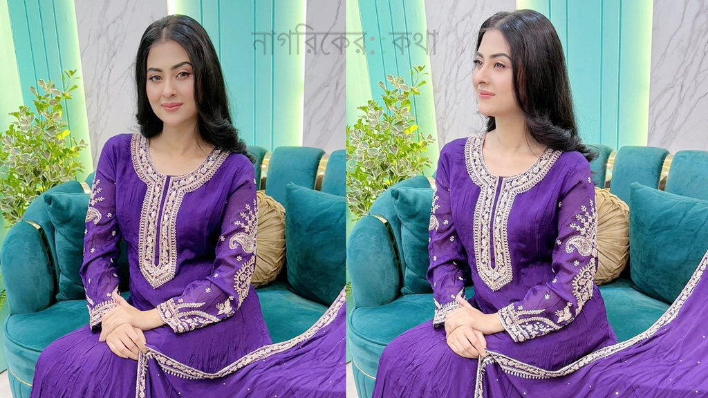 বেগুনি আভায় নজর কাড়লেন বুবলী